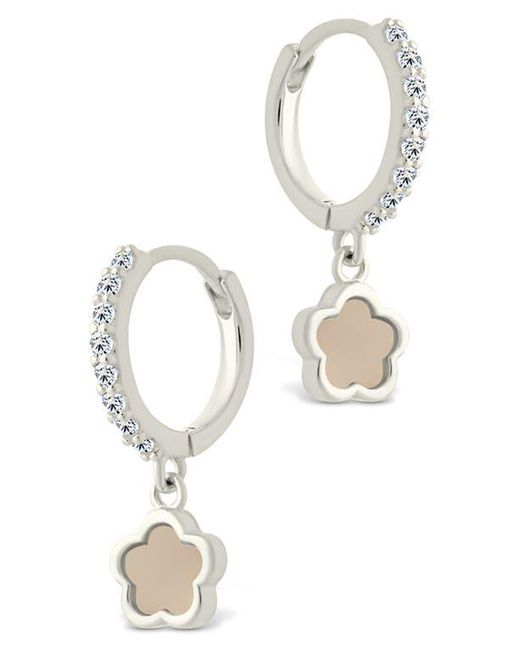 Sterling Forever White Faelina Cubic Zirconia & Star Drop Hoop Earrings