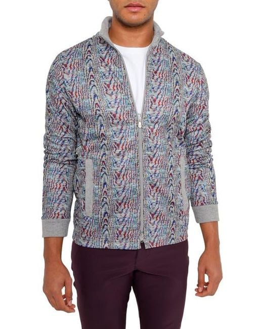 PINOPORTE Blue Handfill Bomber Jacket for men