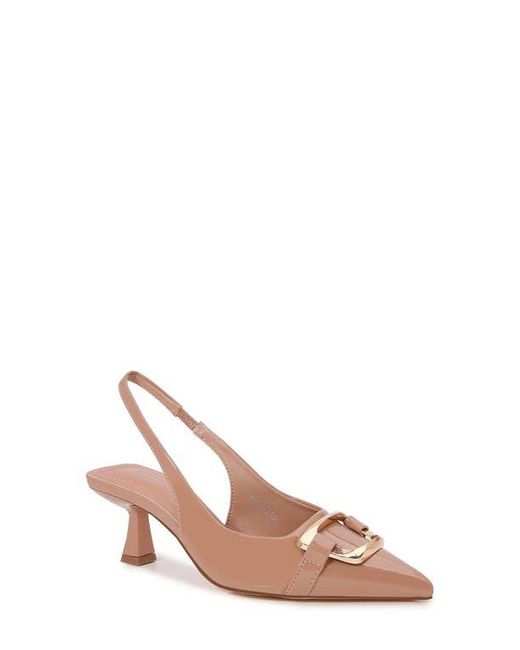 BERNESS Brown Kitten Heel Slingback Pump
