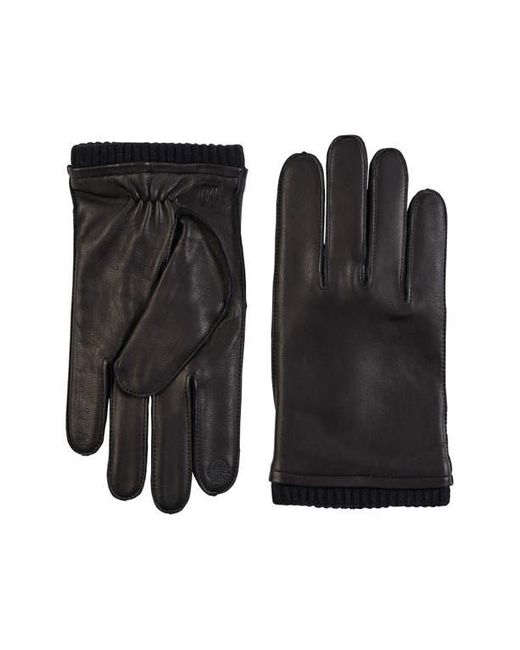 Bruno Magli Black Touch Tech Cashmere Lined Leather Gloves for men