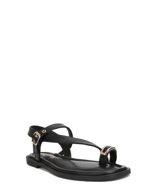 Seven7 Black Cross Strap Flat Sandal