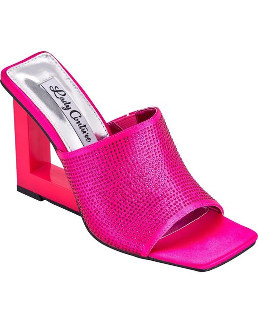 Lady Couture Pink Rhinestone Wedge Slide Sandal