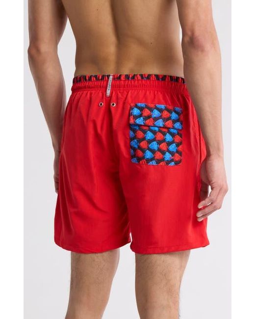 Bugatchi Red Solid Swim Trunks for men