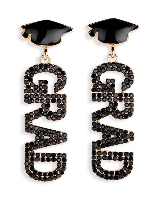 Leith Black 'grad' Drop Earrings