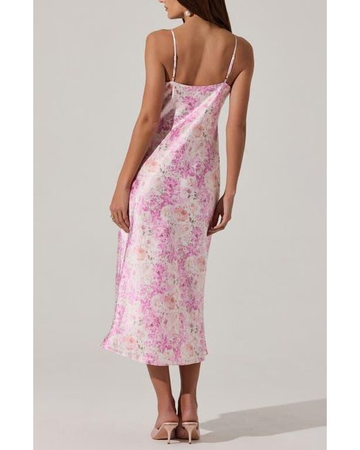 Astr Pink Lace Trim Satin Slipdress