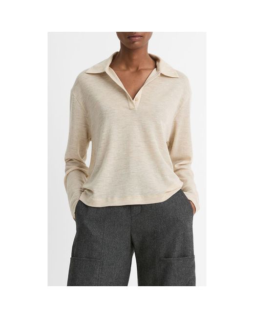 Vince Natural Relaxed Wool Polo Sweater