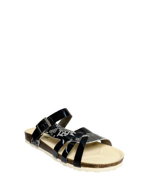 David Tate Black Warm Strappy Slide Sandal