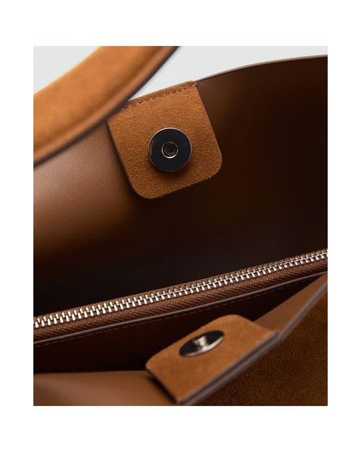 Mango Brown Large Suede Shopper Bag