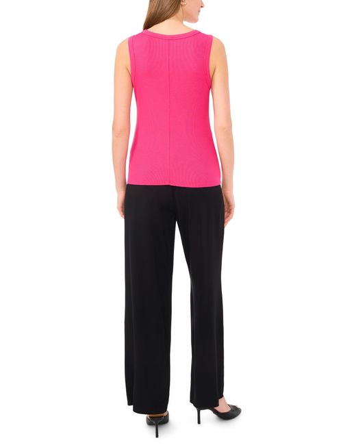 Halogen® Pink Fitted Ribbed Tank Top