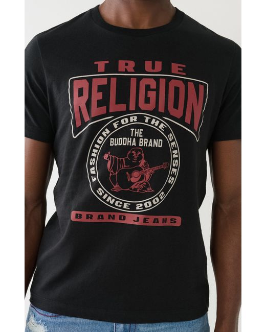 True Religion Black Cotton Crew Graphic T-shirt for men