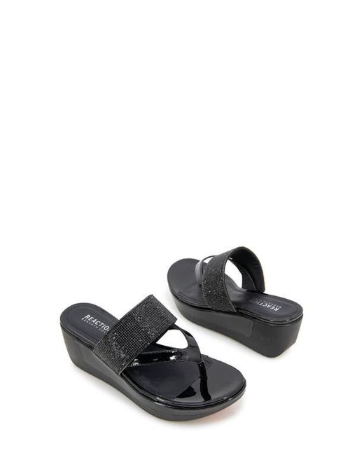 Kenneth Cole Black Pepea Crystal Platform Wedge Sandal