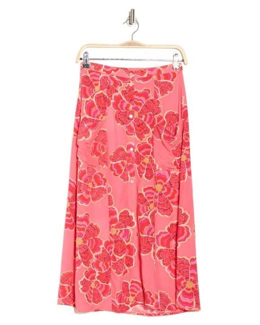 DR2 by Daniel Rainn Red Daniel Rainn Floral Midi Skirt