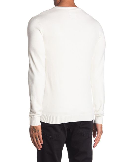 Xray Jeans White V-neck Rib Knit Sweater for men