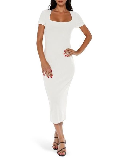 Bebe White Square Neck Midi Dress