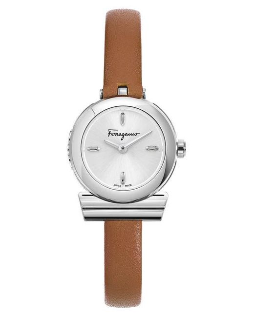 Ferragamo Gancino Leather Strap Watch 22.5Mm in White Lyst