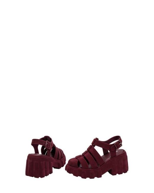 Melissa Red Megan Velvet Platform Fisherman Sandal