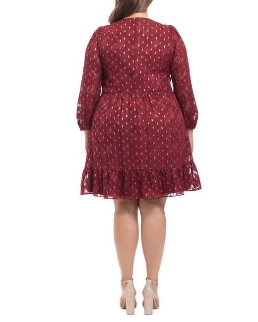 London Times Metallic Dot Long Sleeve Dress in Red | Lyst