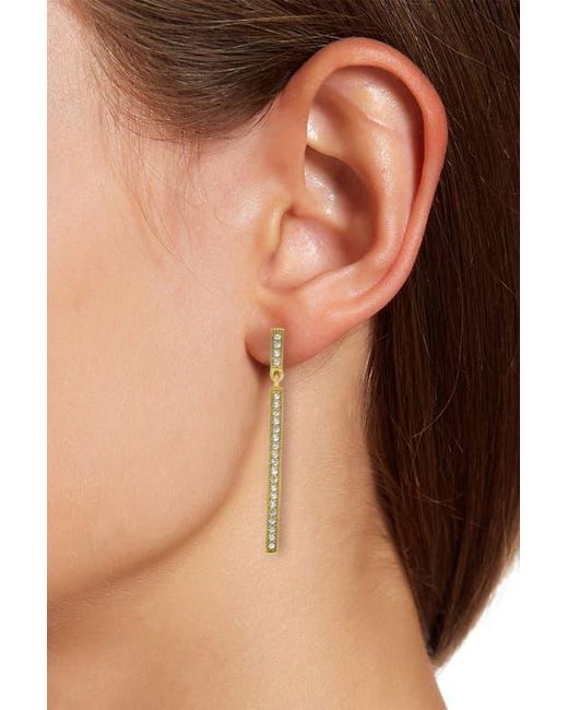 SAVVY CIE JEWELS Metallic 18K Vermeil Linear Cz Drop Earrings