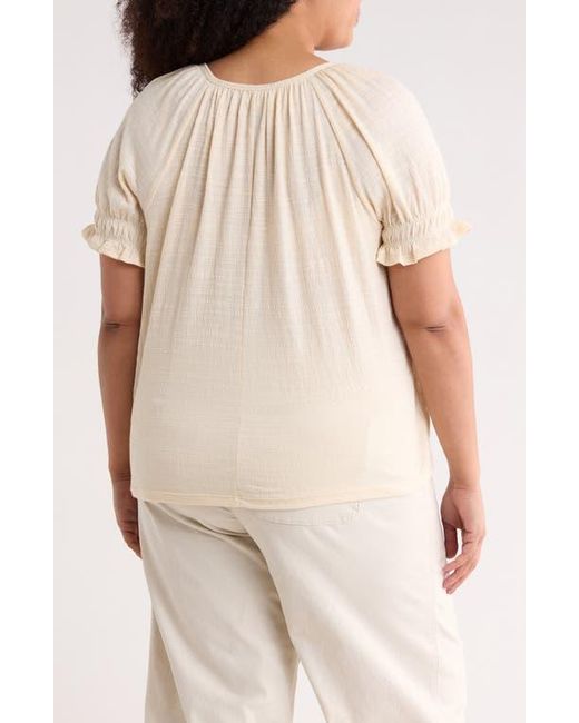 Max Studio Natural Puff Sleeve Top