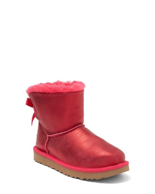Ugg Red Mini Bailey Bow Ii Faux Shearling Bootie