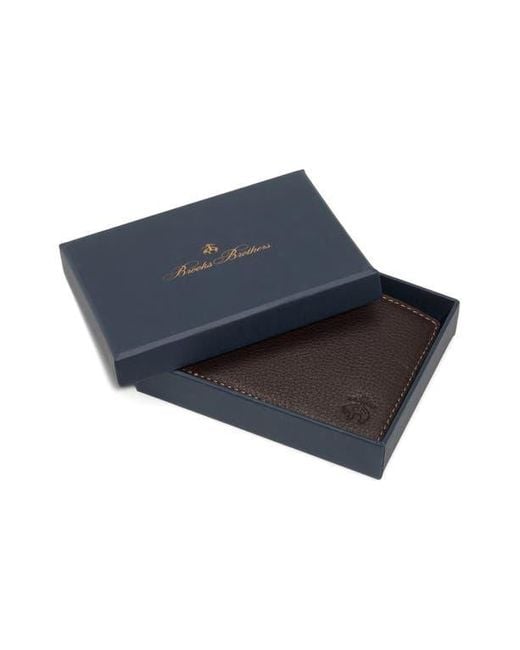 Brooks Brothers Black Brower Bifold Pebbled Leather Wallet for men