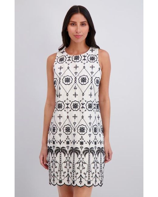 London Times Embroidered Eyelet Sleeveless Cotton Shift Dress | Lyst London Times Embroidered Eyelet Sleeveless Cotton Shift Dress | Lyst