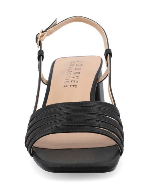 Journee Collection Black Shayana Block Heel Slingback Sandal