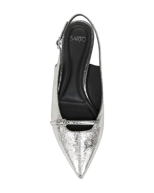 Sarto White Emma Slingback Pointed Toe Flat