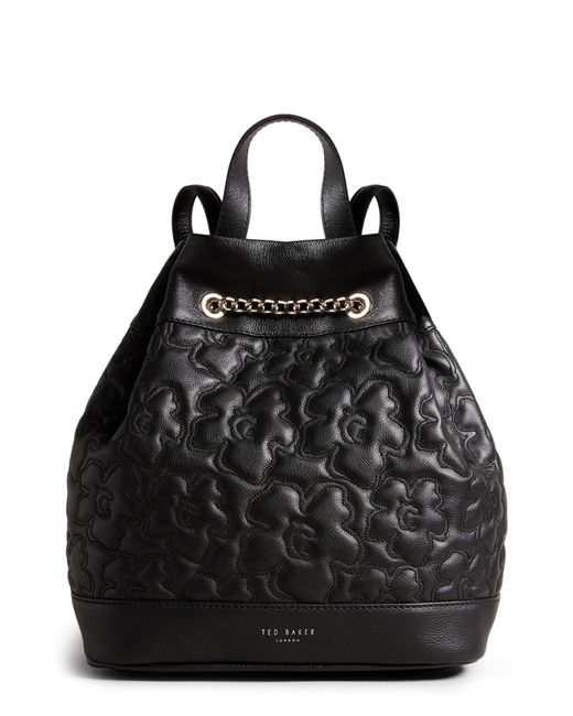 Ted Baker Black Ayssan Magnolia Quilted Leather Backpack
