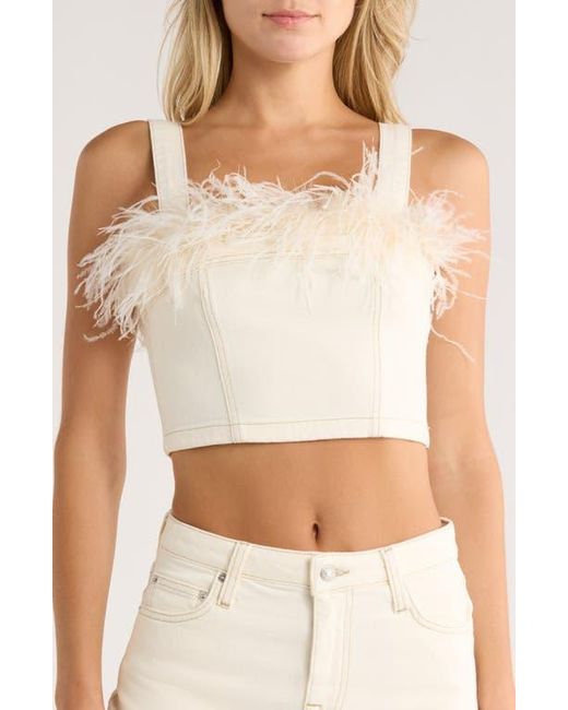 Jonathan Simkhai White Reeves Feather Trim Top