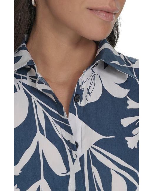 Calvin Klein Blue Floral Sleeveless Cotton Shirtdress