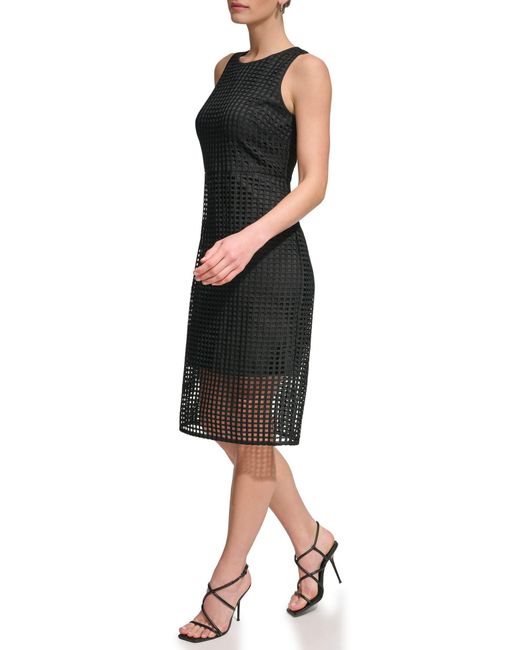 DKNY Black Grid Sheath Dress