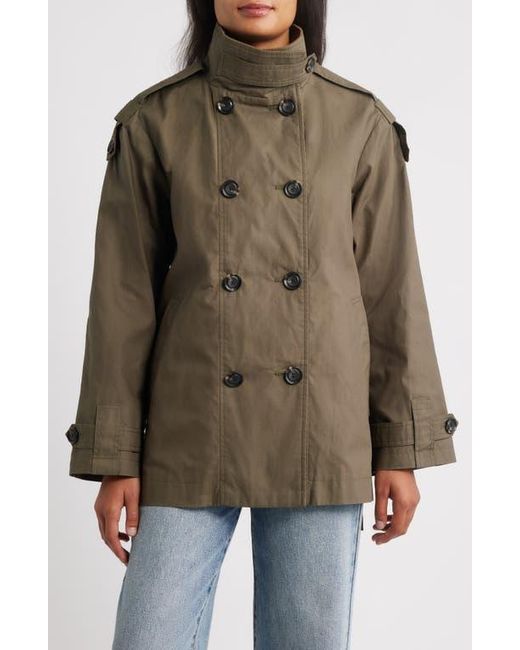 Sam Edelman Women's Brown Courduroy Stand Collar Cotton Trench Coat