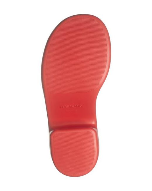 Ferragamo Red Deva Platform Slide Sandal