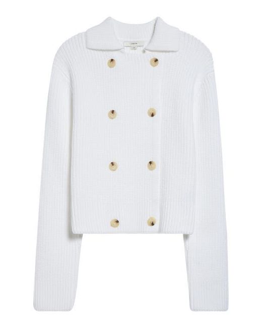 Vince White Double Breasted Sweater Jacket