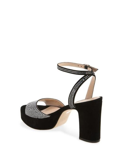 Stuart Weitzman Black Alaina Crystal Platform Sandal