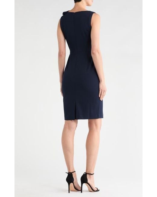 Eliza J Blue Tie Bow Sleeveless Sheath Dress