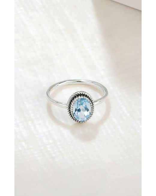 YS GEMS Blue Oval Solitaire Ring