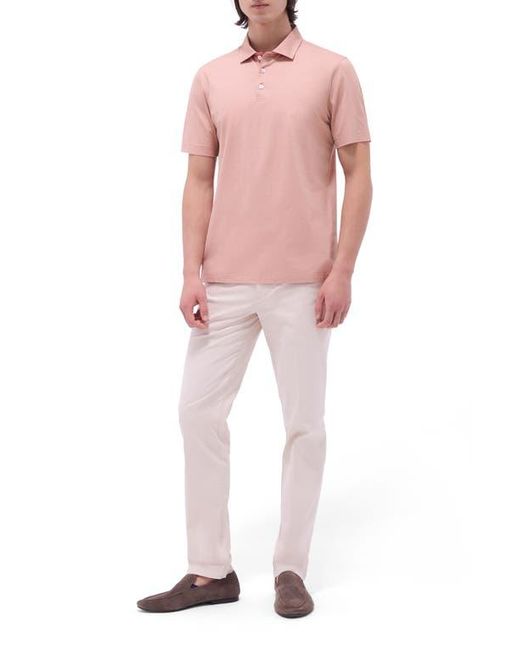 Bugatchi Pink Vincent Ooohcotton Double Knit Solid Polo for men