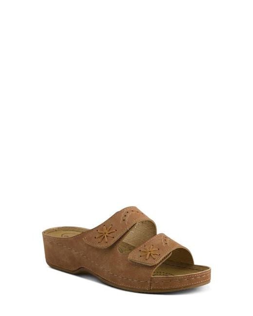 Flexus by Spring Step Brown Double Strap Wedge Sandal