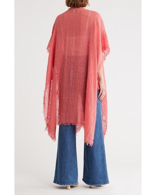 BCBGMAXAZRIA Pink Textured Weave Open Front Duster