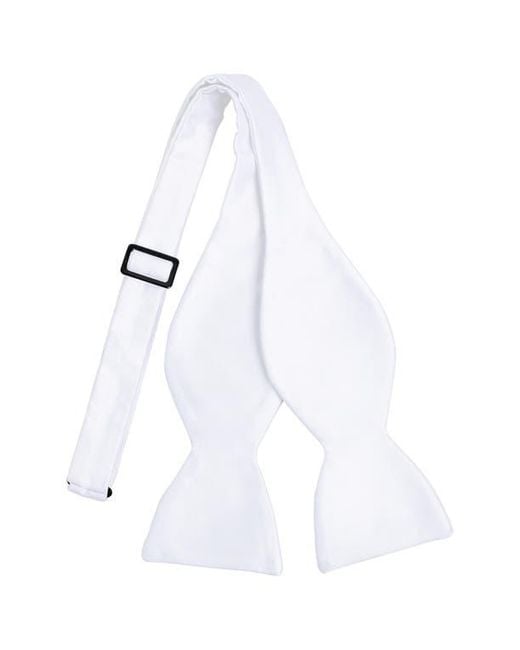 Con.struct White Solid Satin Bow Tie for men
