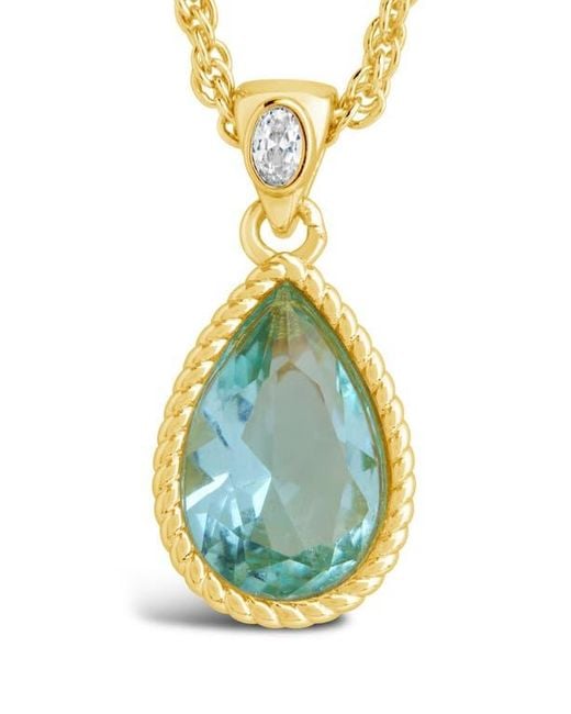 Sterling Forever Metallic Ciana Cubic Zirconia Teardrop Pendant Necklace