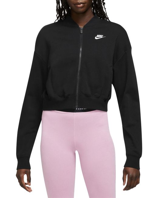 Nike Black Sportswear Club Fleece Crop Full-zip Jacket