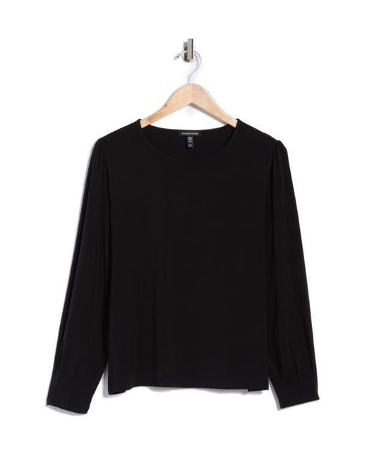 Eileen Fisher Black Pleat Sleeve Top