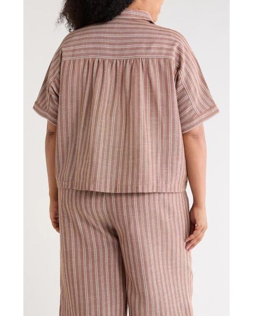 Max Studio Pink Textured Button-Up Shirt