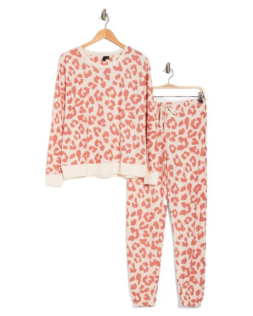 Kensie Pink Star Print Long Sleeve Top & Joggers Pajamas