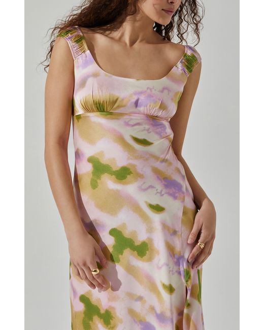 Astr Multicolor Printed Satin Midi Dress