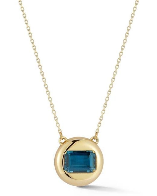 Ember Fine Jewelry Metallic 14K London Topaz Button Pendant Necklace
