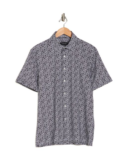 Bugatchi Gray Print Ooohcotton® Short Sleeve Button-up Shirt for men